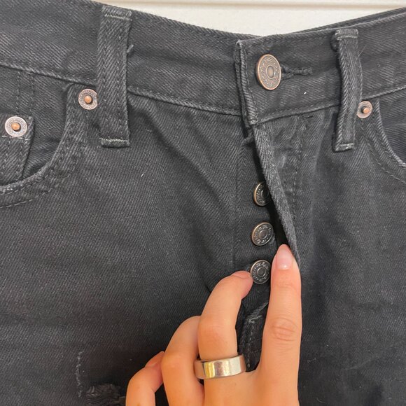 We The Free Denim Cut Off Mid Rise Shorts Black 25 - Picture 3 of 8